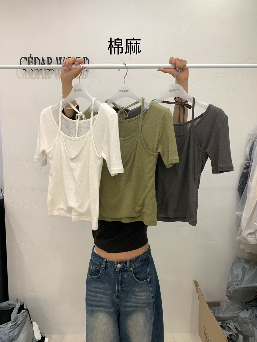 CEDARWOOD東大門實拍韓國女士新品熱賣人氣休閑推薦T恤亞麻CEDAR WOODT恤
