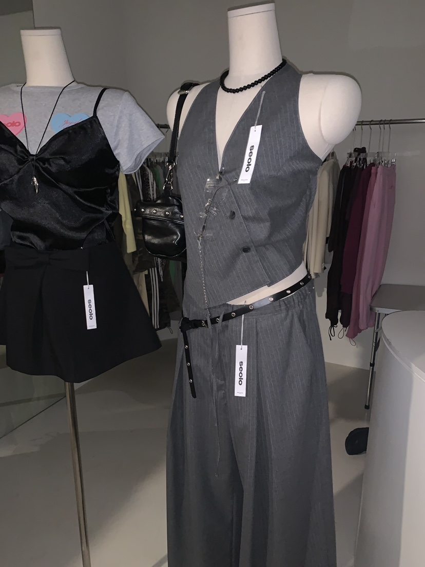 SEOLO韓國直郵實拍女士新品休閑26夏季職業時尚休閑褲條紋Seolo seoul休閑褲