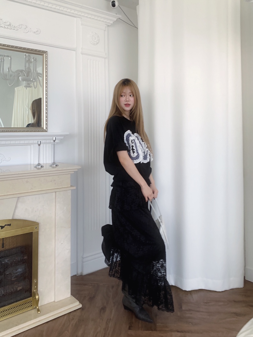 MAISONDEGLORY韓國東大門代購女士新款職業26夏季長裙短款蕾絲MAISON DE GLORY長裙