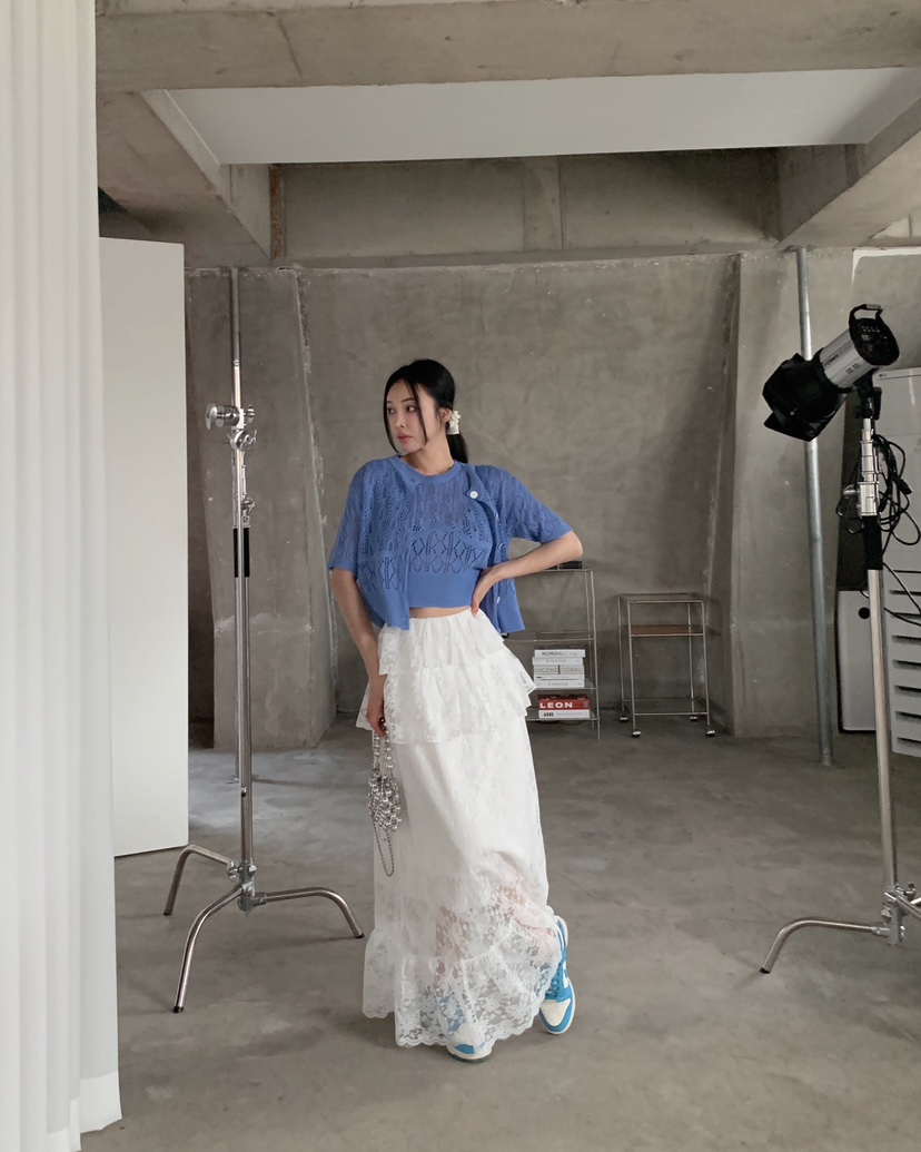 MAISONDEGLORY韓國東大門代購女士新款職業26夏季長裙短款蕾絲MAISON DE GLORY長裙