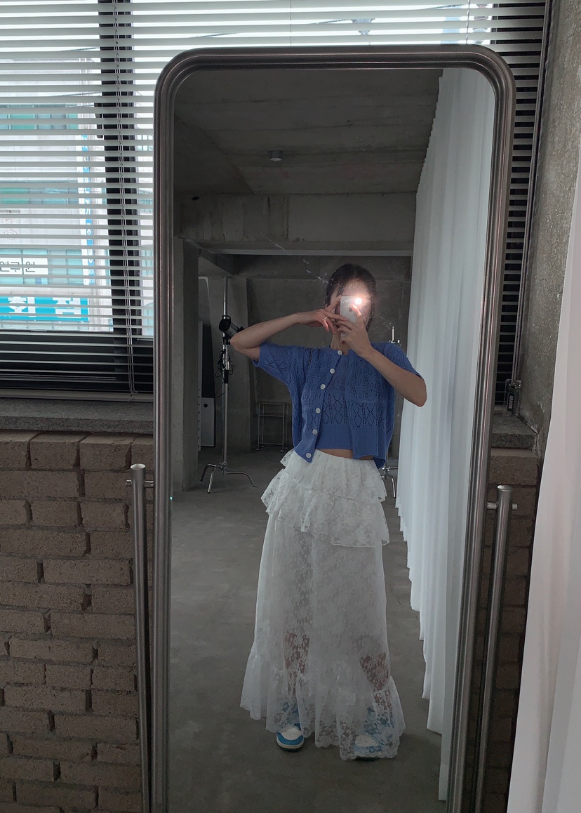 MAISONDEGLORY韓國東大門代購女士新款職業26夏季長裙短款蕾絲MAISON DE GLORY長裙