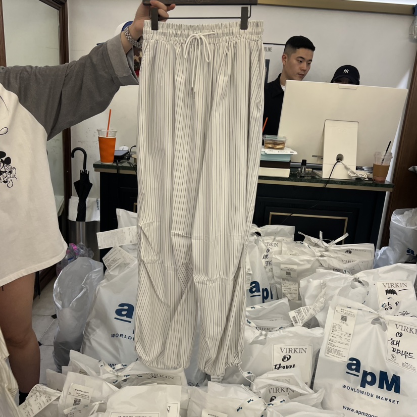 VIRKIN韓國直郵實拍女士新品熱賣26春夏休閑26夏季休閑褲條紋VIRKIN休閑褲圖色2