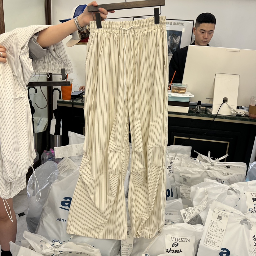 VIRKIN韓國直郵實拍女士新品熱賣26春夏休閑26夏季休閑褲條紋VIRKIN休閑褲圖色3