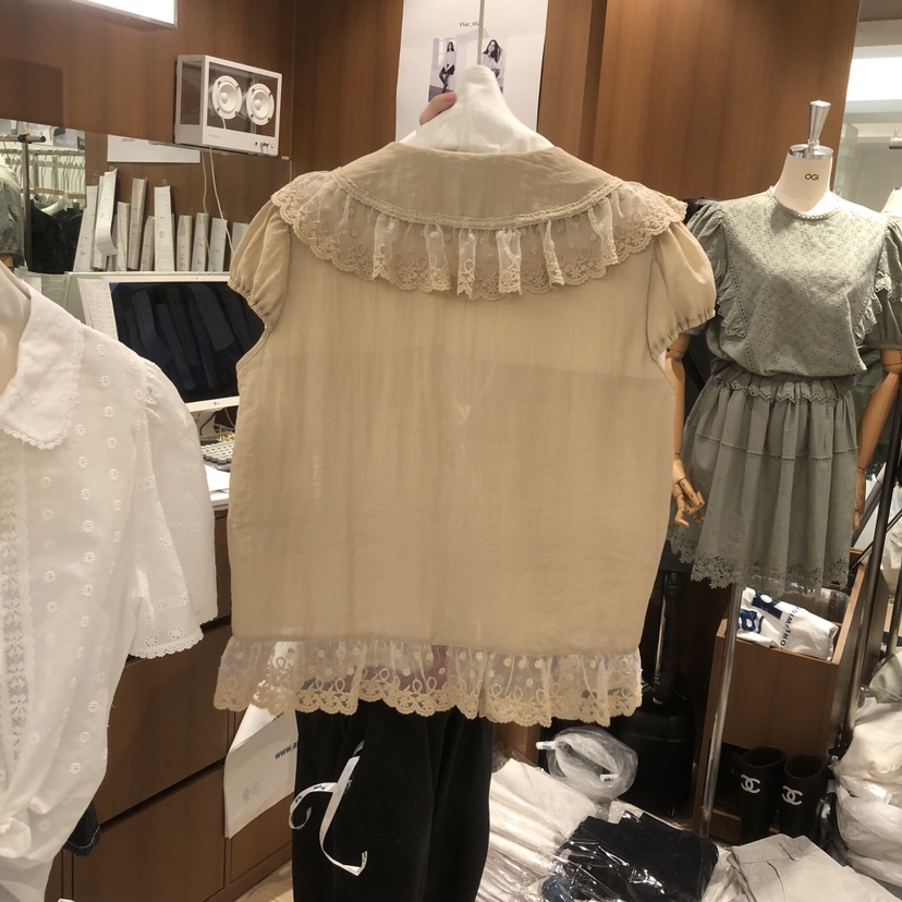 OGI韓國東大門代購女士新品26夏季26春夏時尚人氣襯衫蕾絲衫FLat OGI襯衫/蕾絲衫