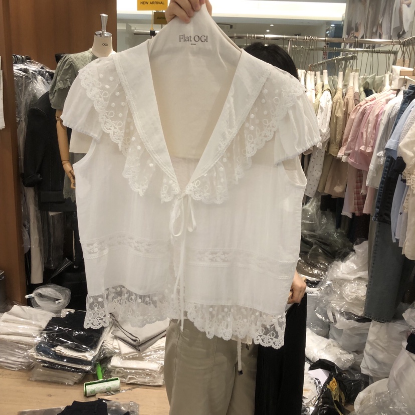 OGI韓國東大門代購女士新品26夏季26春夏時尚人氣襯衫蕾絲衫FLat OGI襯衫/蕾絲衫圖色2