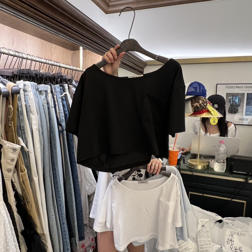 VIRKIN韓國東大門代購女裝新品推薦人氣職業熱賣26夏季T恤口袋VIRKINT恤圖色3