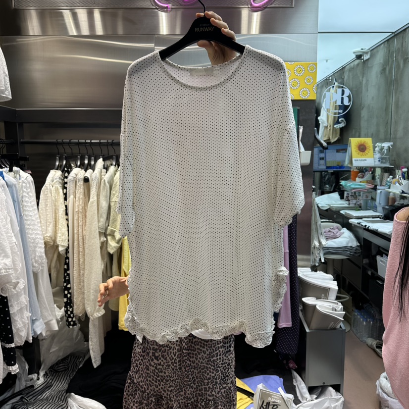 RUNWAY-런웨이韓國東大門直郵女裝新款職業推薦26夏季T恤圓點RUNWAYT恤圖色1