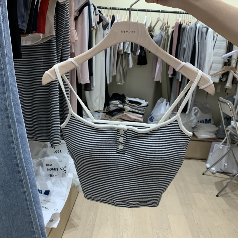 MEMOIRE韓國代購女裝新款26春夏休閑人氣熱賣吊帶背心條紋MEMOIRE吊帶/背心圖色3