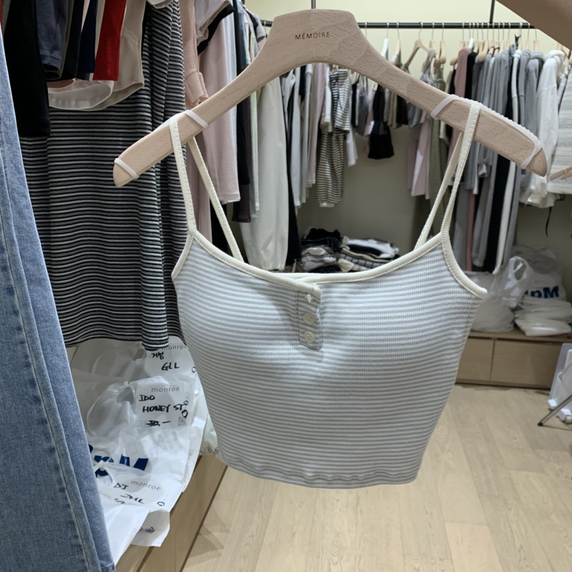 MEMOIRE韓國代購女裝新款26春夏休閑人氣熱賣吊帶背心條紋MEMOIRE吊帶/背心圖色4