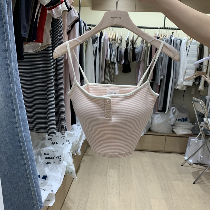 MEMOIRE韓國代購女裝新款26春夏休閑人氣熱賣吊帶背心條紋MEMOIRE吊帶/背心圖色6