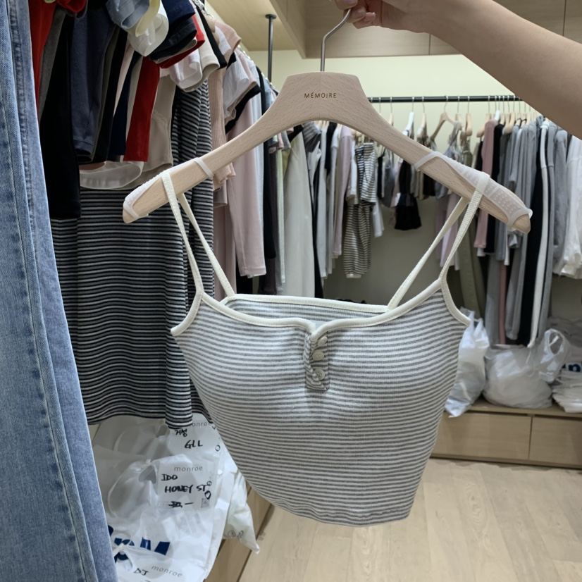 MEMOIRE韓國代購女裝新款26春夏休閑人氣熱賣吊帶背心條紋MEMOIRE吊帶/背心圖色7