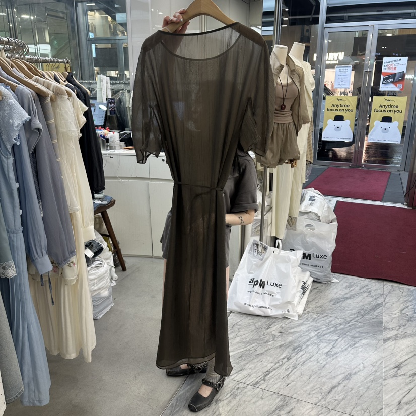 FOUNDATION韓國代購女裝新款26春夏職業時尚人氣連衣裙透視FOUNDATION連衣裙