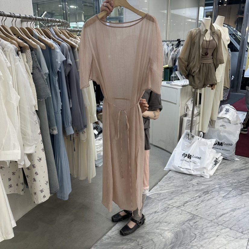 FOUNDATION韓國代購女裝新款26春夏職業時尚人氣連衣裙透視FOUNDATION連衣裙圖色2