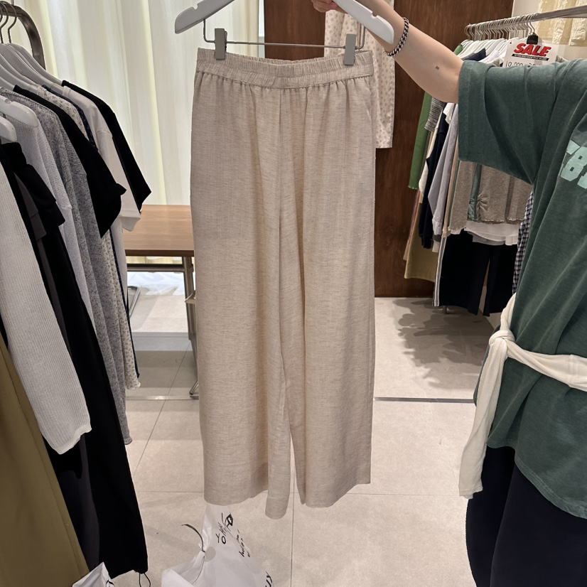 BUCKLE韓國直郵實拍女士新款26春夏時尚推薦休閑褲亞麻布BUCKLE休閑褲圖色1