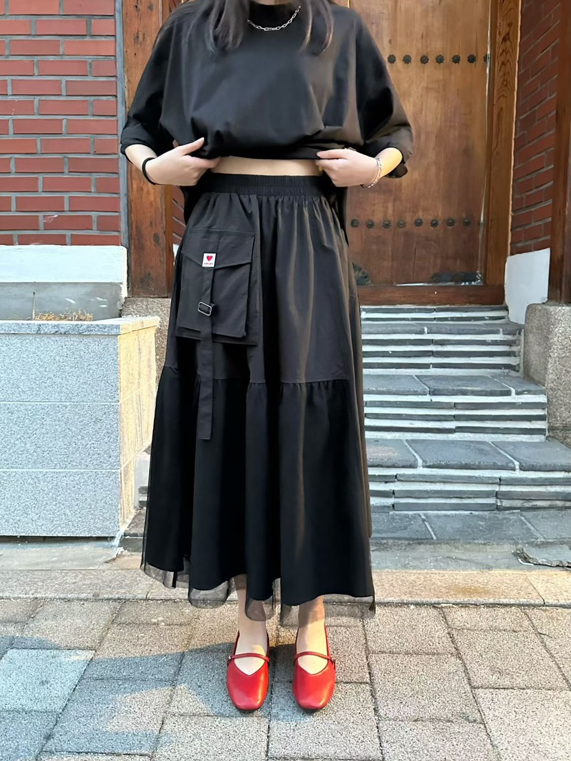 BADFORMUS韓國代購女裝新款26春夏休閑真品職業長裙不對稱BADFORMUS長裙圖色2
