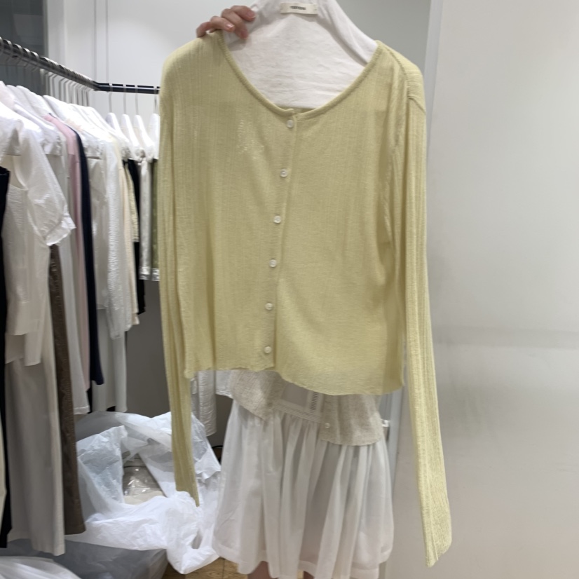 VERVEINE東大門直郵女裝新品真品休閑針織衫圓領開衫羅紋VERVEINE針織衫圖色3