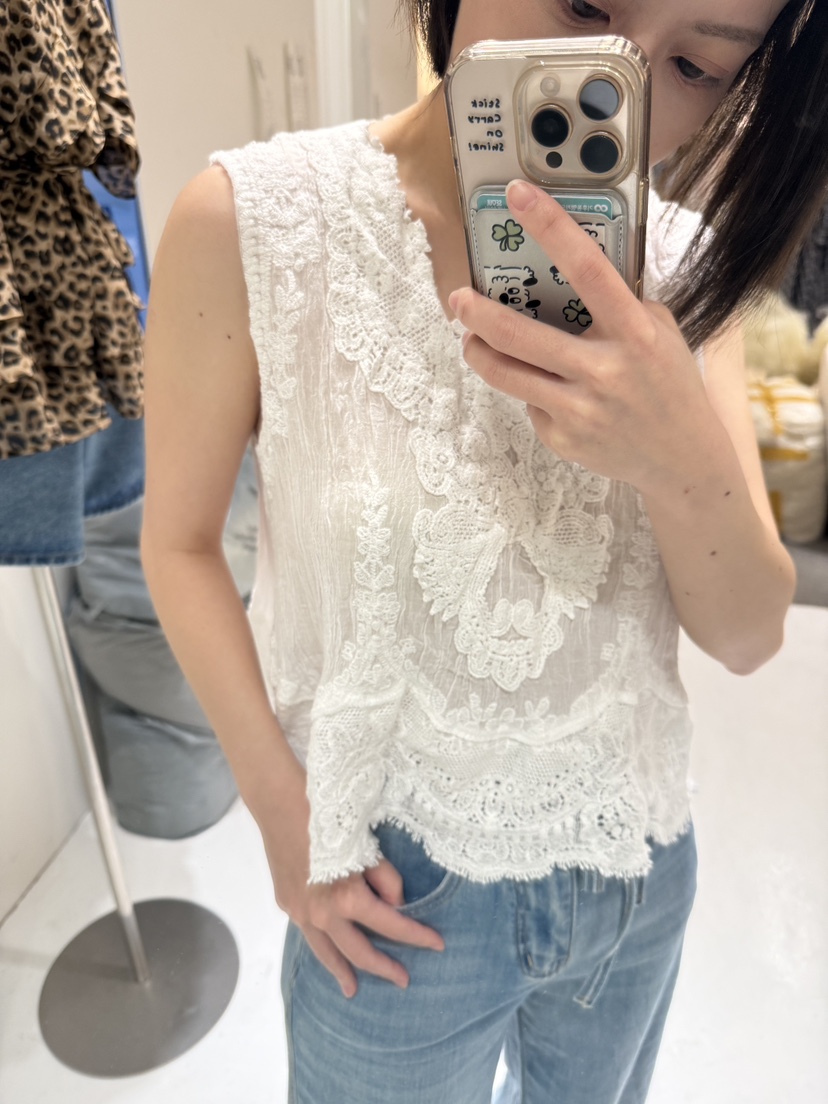 FABRIC韓國直郵女裝新款26夏季推薦26春夏襯衫蕾絲衫刺繡FABRIC襯衫/蕾絲衫