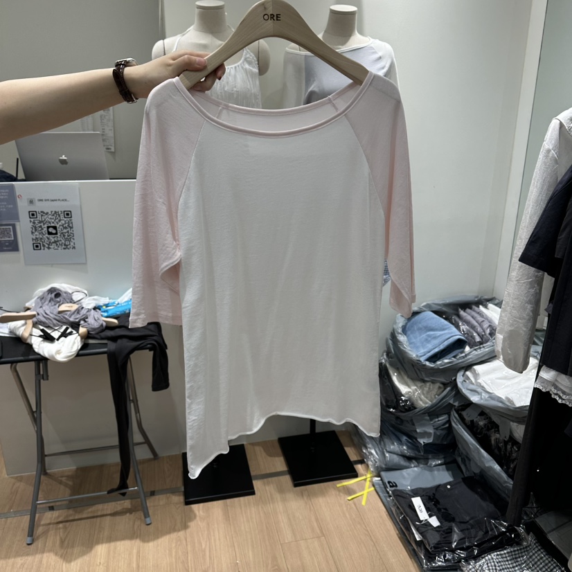 ORE-P韓國直郵女裝新品休閑人氣時尚26夏季熱賣T恤插肩袖ORET恤圖色1