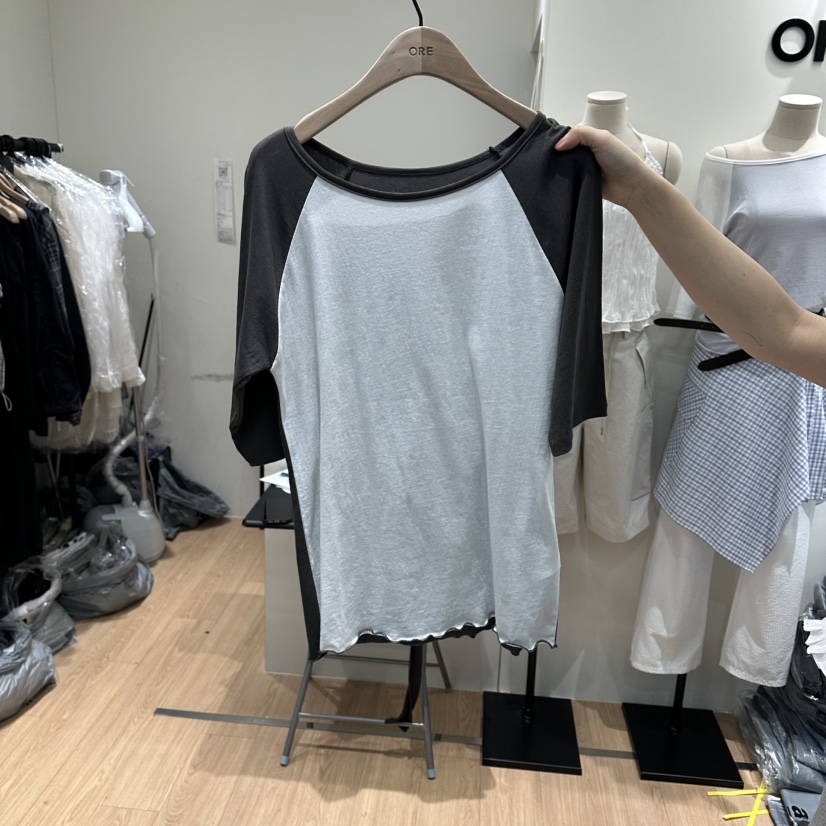 ORE-P韓國直郵女裝新品休閑人氣時尚26夏季熱賣T恤插肩袖ORET恤圖色3