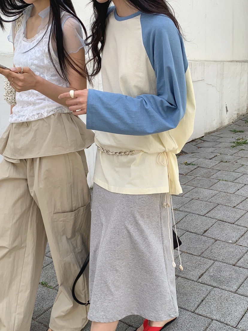 JKICHI韓國直郵女裝新品26夏季時尚長袖T恤不含腰帶插肩袖JKICHI長袖T恤