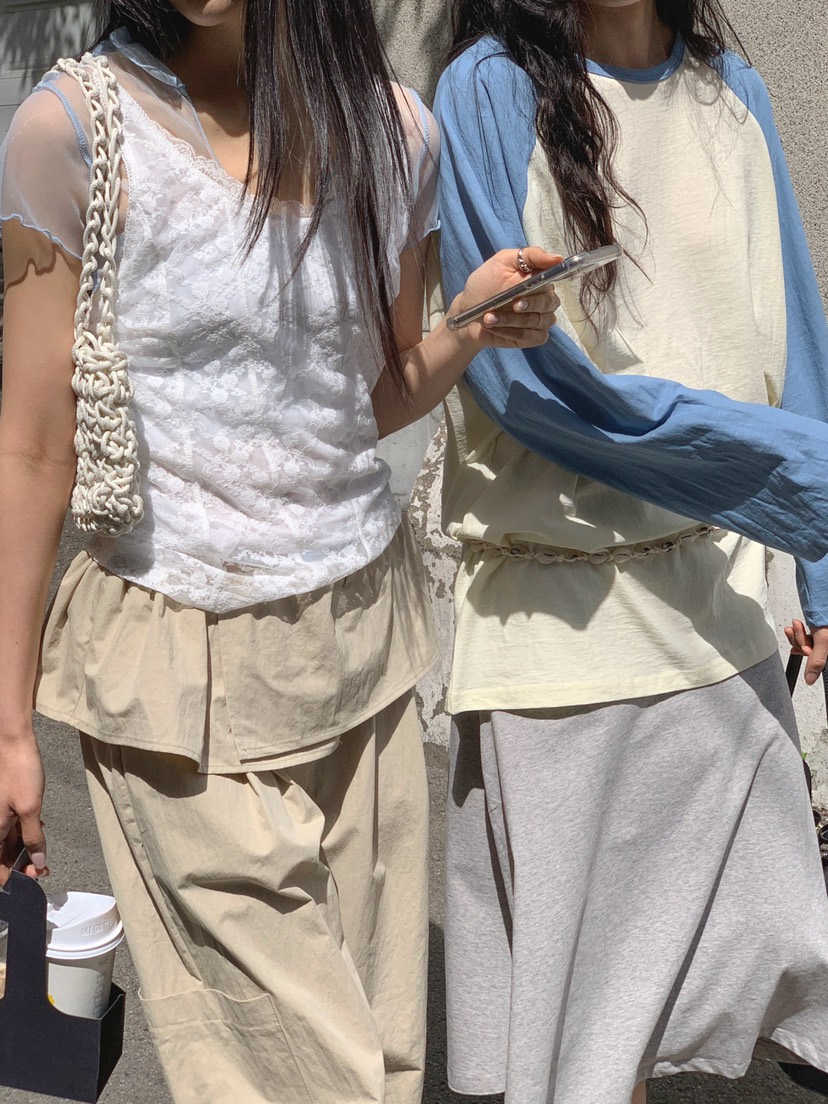 JKICHI韓國直郵女裝新品26夏季時尚長袖T恤不含腰帶插肩袖JKICHI長袖T恤