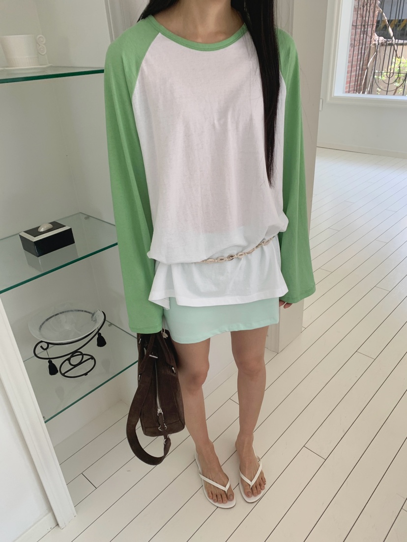 JKICHI韓國直郵女裝新品26夏季時尚長袖T恤不含腰帶插肩袖JKICHI長袖T恤圖色2