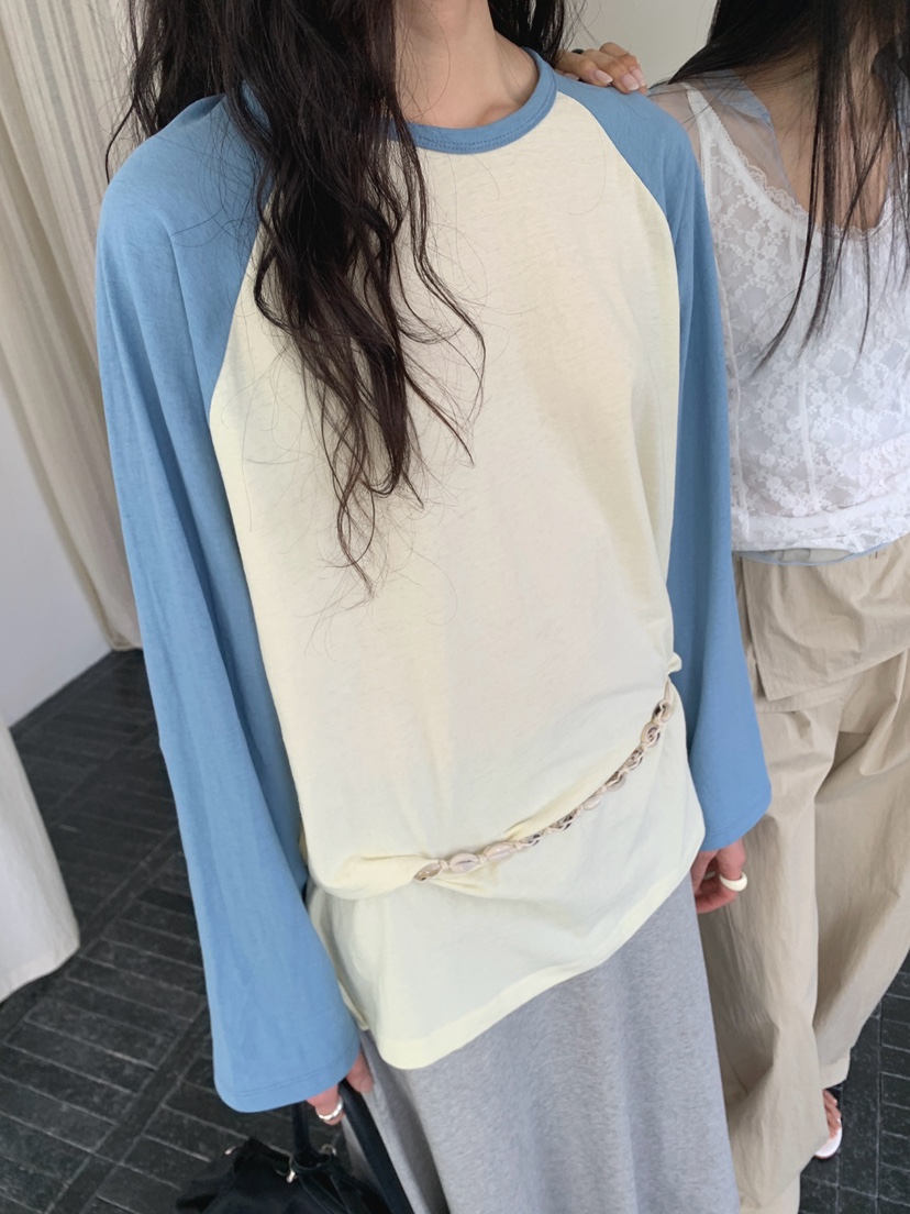 JKICHI韓國直郵女裝新品26夏季時尚長袖T恤不含腰帶插肩袖JKICHI長袖T恤圖色3
