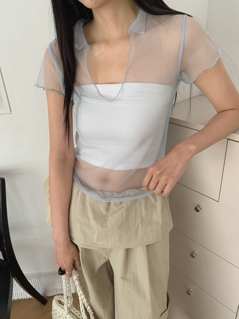 JKICHI韓國直郵女士新款時尚26春夏推薦職業襯衫蕾絲衫網狀JKICHI襯衫/蕾絲衫圖色2