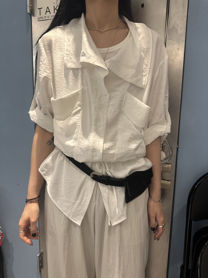 TAKE TEE韓國直郵女裝新品26夏季職業襯衫蕾絲衫不含腰包TAKE TEE襯衫/蕾絲衫圖色2