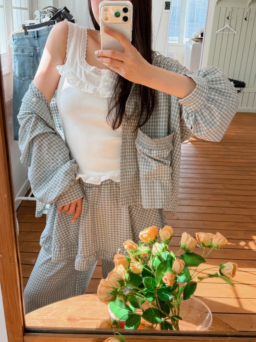 81 MARKET-L韓國直郵實拍女士新款26春夏26夏季襯衫蕾絲衫81 MARKET-L襯衫/蕾絲衫