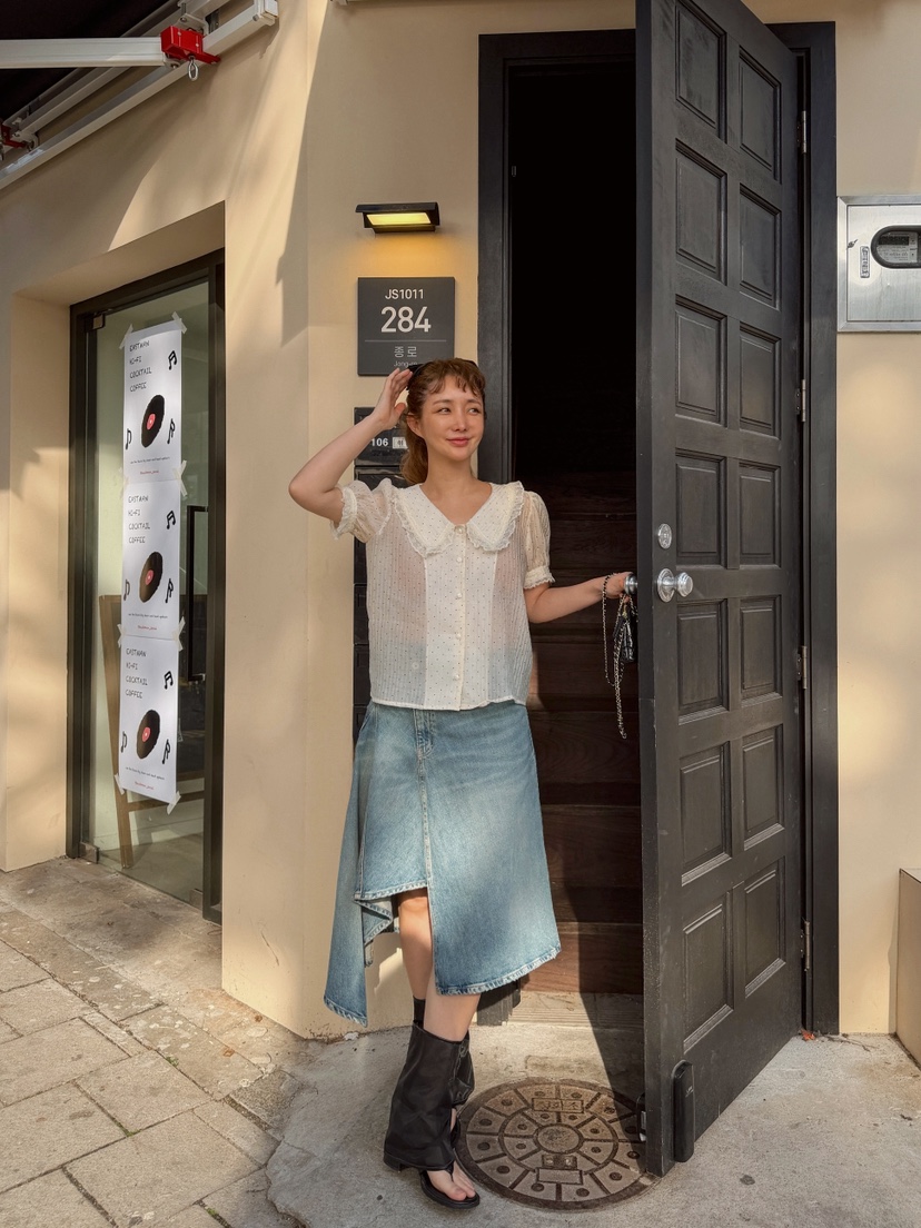 81 MARKET-L韓國東大門直郵女裝新款時尚襯衫蕾絲衫圓點81 MARKET-L襯衫/蕾絲衫