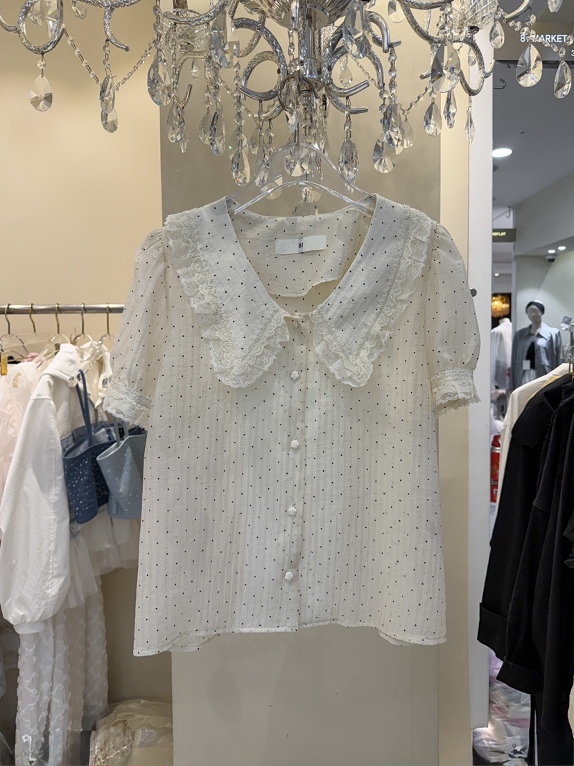 81 MARKET-L韓國東大門直郵女裝新款時尚襯衫蕾絲衫圓點81 MARKET-L襯衫/蕾絲衫圖色1