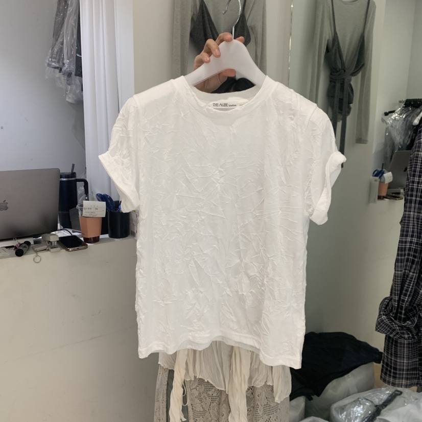 AUBE韓國直郵女裝新品人氣26夏季職業時尚休閑熱賣26春夏T恤AUBET恤圖色2