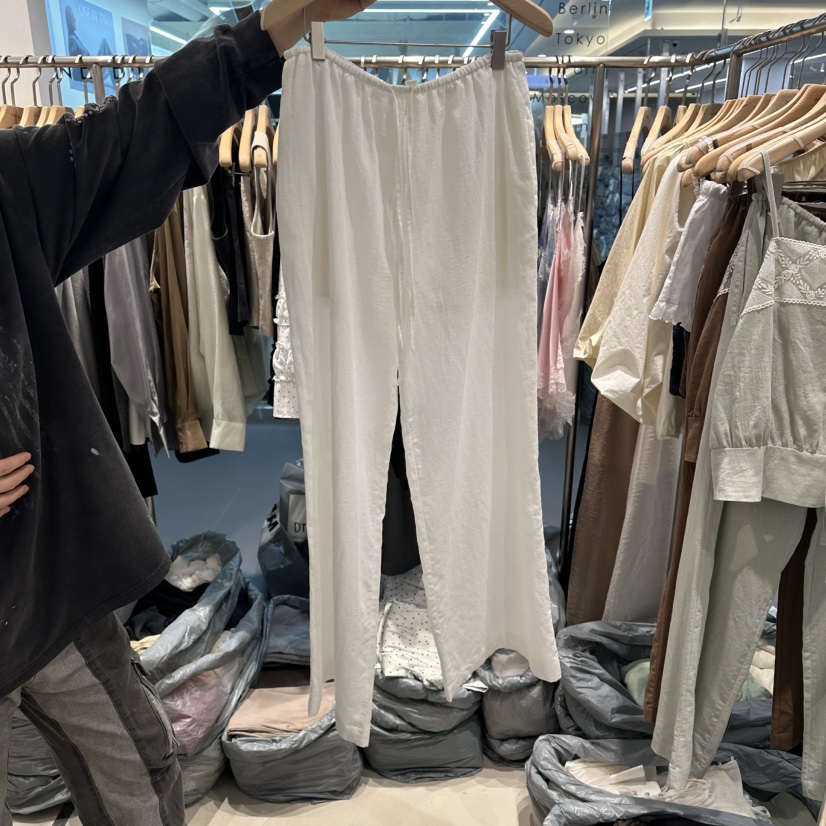 HONG.U韓國東大門直郵女士新品熱賣人氣26春夏休閑褲純亞麻HONG.U休閑褲圖色1