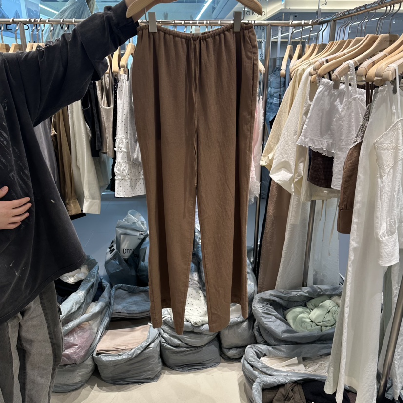 HONG.U韓國東大門直郵女士新品熱賣人氣26春夏休閑褲純亞麻HONG.U休閑褲圖色3