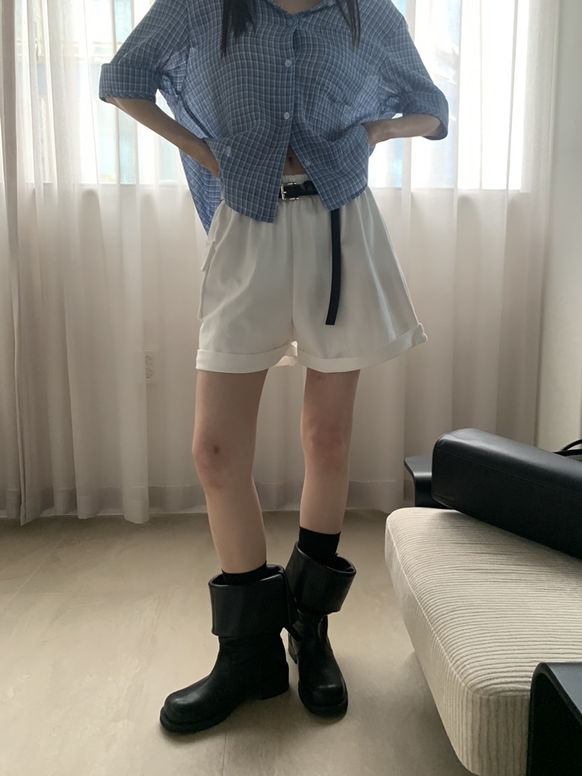 TRUE韓國直郵實拍女裝新品26夏季休閑時尚職業短褲不含腰帶TRUE短褲
