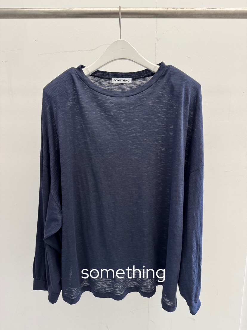SOMETHING-L/FANCY韓國代購女裝新品休閑職業26春夏長袖T恤SOMETHING-L/FANCY長袖T恤圖色5深藍色