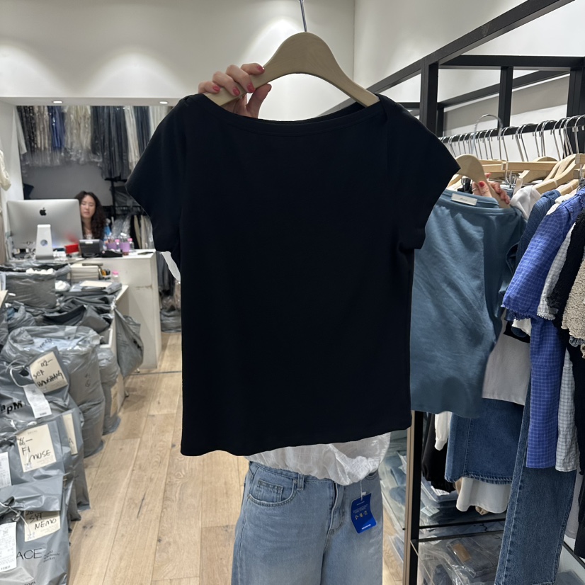 BRUNI/RICOTTA東大門實拍韓國女裝新品推薦時尚26春夏T恤船領BRUNI/RICOTTAT恤圖色3