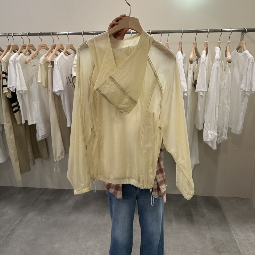URBANSTORY/REMAKING韓國代購女士新款休閑襯衫蕾絲衫插肩袖連帽Remaking/URBANSTORY襯衫/蕾絲衫