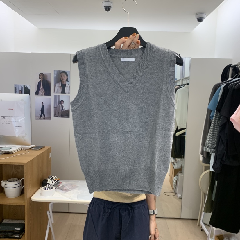 THE STARDUST韓國東大門代購女士新品人氣吊帶背心無袖針織衫V領THE STARDUST吊帶/背心圖色3