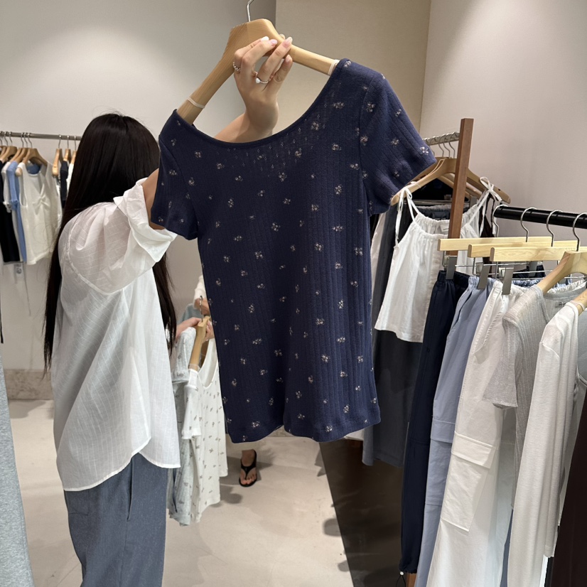 ANDMORE BUTTON韓國代購女裝新款26春夏26夏季熱賣T恤雙面ANDMORE BUTTONT恤