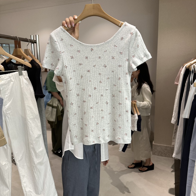 ANDMORE BUTTON韓國代購女裝新款26春夏26夏季熱賣T恤雙面ANDMORE BUTTONT恤圖色2