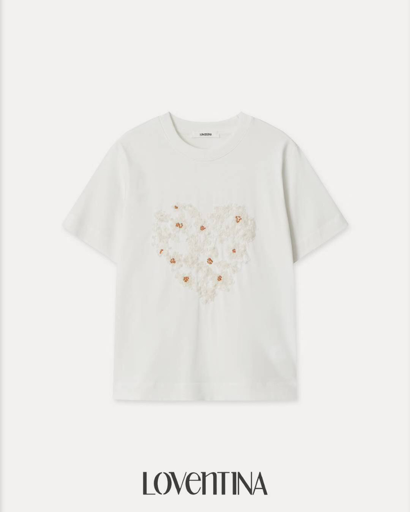 GENTLE B/LOVENTINA韓國直郵女士新品時尚T恤不含內搭刺繡花朵GENTLE B/LOVENTINAT恤