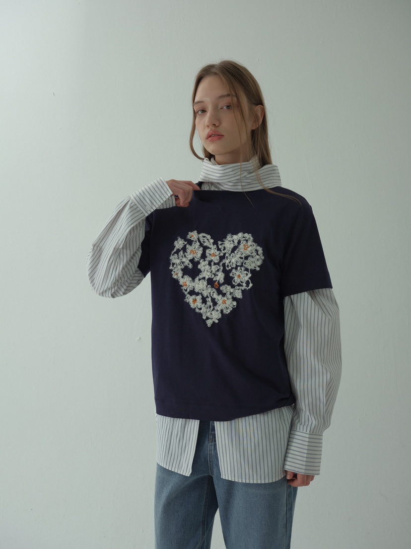 GENTLE B/LOVENTINA韓國直郵女士新品時尚T恤不含內搭刺繡花朵GENTLE B/LOVENTINAT恤
