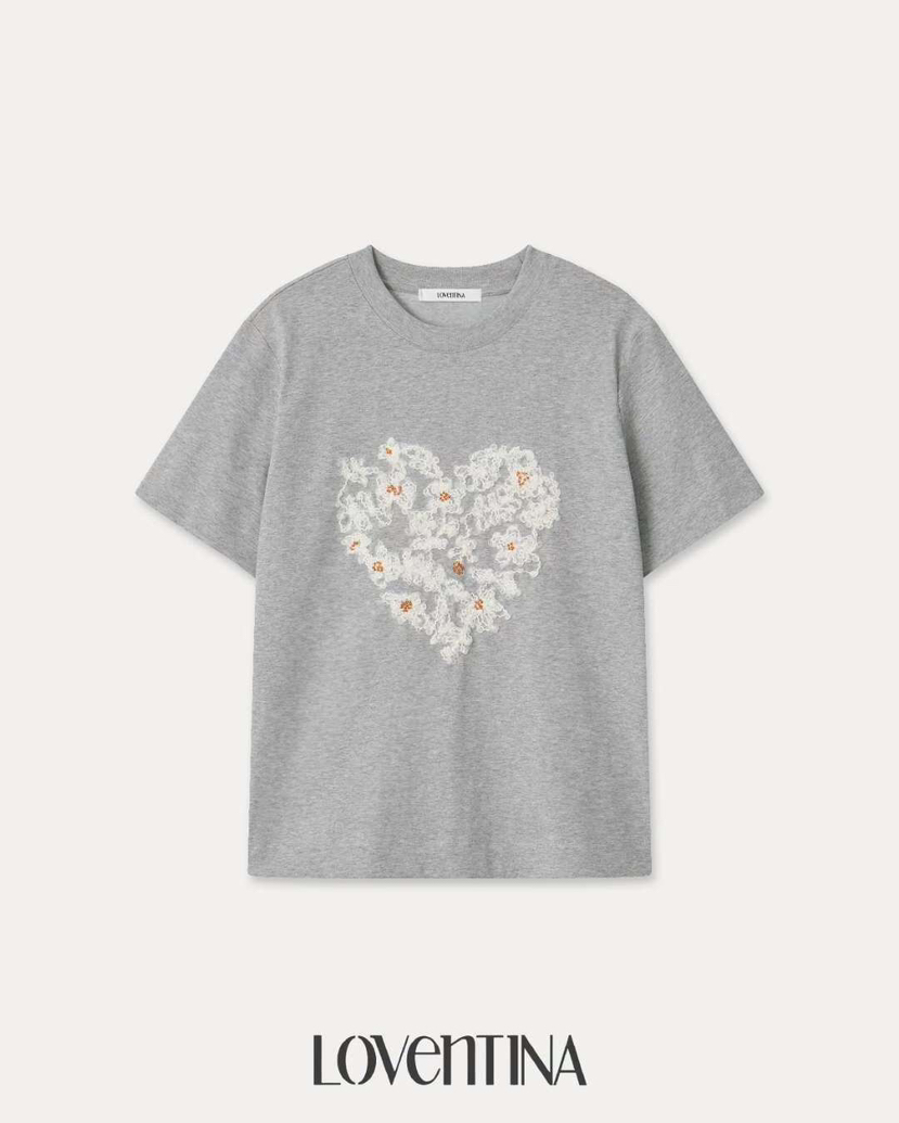 GENTLE B/LOVENTINA韓國直郵女士新品時尚T恤不含內搭刺繡花朵GENTLE B/LOVENTINAT恤圖色3