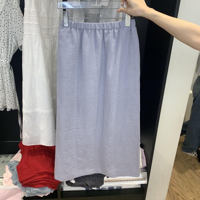 RIVEROOM韓國代購女裝新品職業推薦26春夏半身裙中短裙亞麻RIVEROOM半身裙/中短裙圖色1