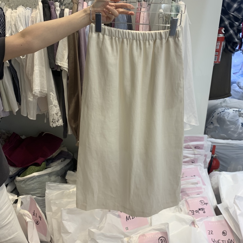 RIVEROOM韓國代購女裝新品職業推薦26春夏半身裙中短裙亞麻RIVEROOM半身裙/中短裙圖色2