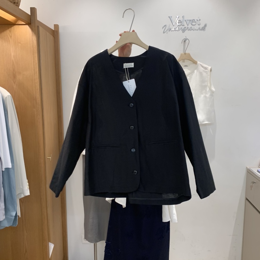 VELVET UNDERGROUND韓國直郵女士新款26春夏推薦夾克V領VELVET UNDERGROUND夾克圖色2