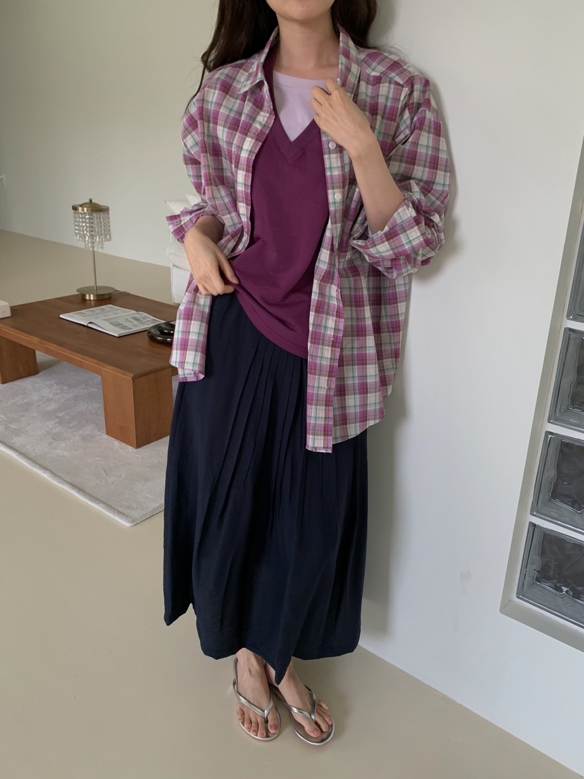 CAMEL-P東大門實拍韓國女士新款休閑襯衫蕾絲衫格子Came_l 家襯衫/蕾絲衫