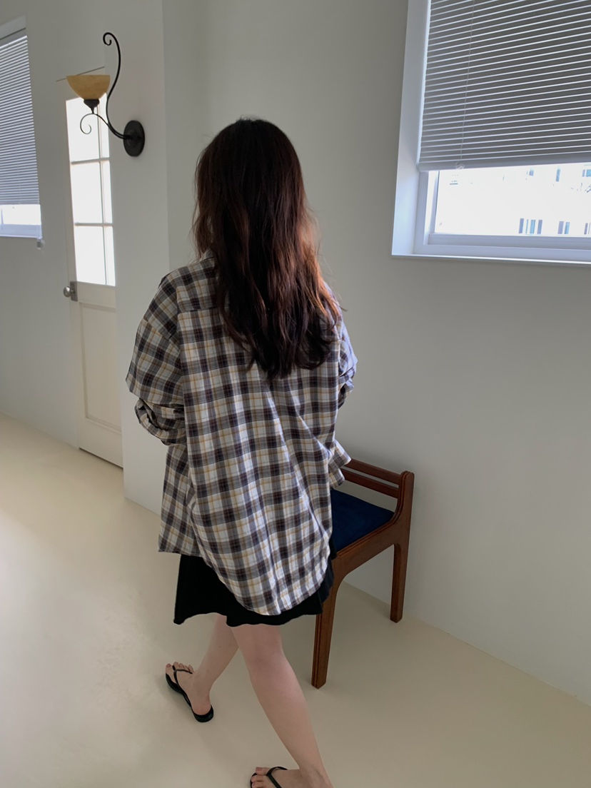 CAMEL-P東大門實拍韓國女士新款休閑襯衫蕾絲衫格子Came_l 家襯衫/蕾絲衫